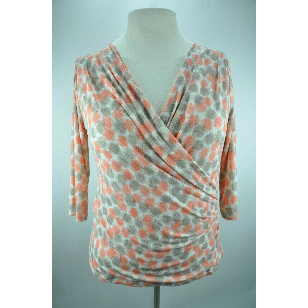 New York & Company women multicolor 3/4 sleeve wrap top size L --